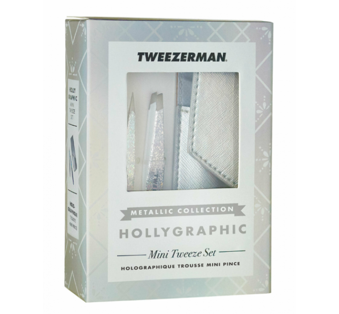 Набір пінцетів для брів Tweezerman Metallic Collection HOLLYGRAPHIC Mini Tweeze Set (3 предмети)